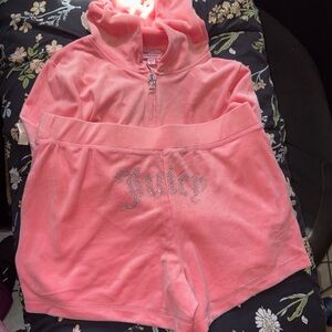Juicy Couture Pink Hoodie and Shorts Set